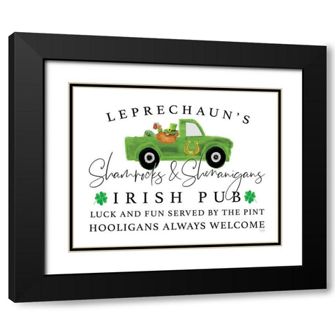 Irish Pub Black Modern Wood Framed Art Print with Double Matting by Lux + Me Designs