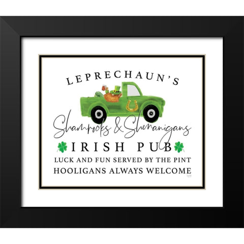 Irish Pub Black Modern Wood Framed Art Print with Double Matting by Lux + Me Designs