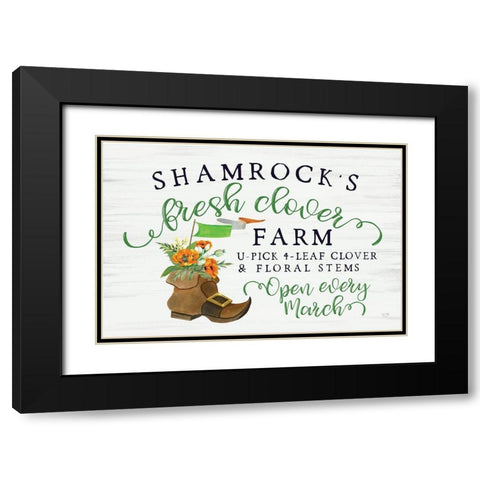 Shamrocks Fresh Clover Farm Black Modern Wood Framed Art Print with Double Matting by Lux + Me Designs