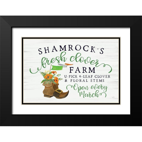 Shamrocks Fresh Clover Farm Black Modern Wood Framed Art Print with Double Matting by Lux + Me Designs