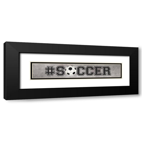 Soccer Black Modern Wood Framed Art Print with Double Matting by Rae, Marla