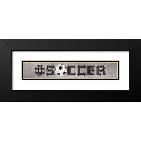 Soccer Black Modern Wood Framed Art Print with Double Matting by Rae, Marla