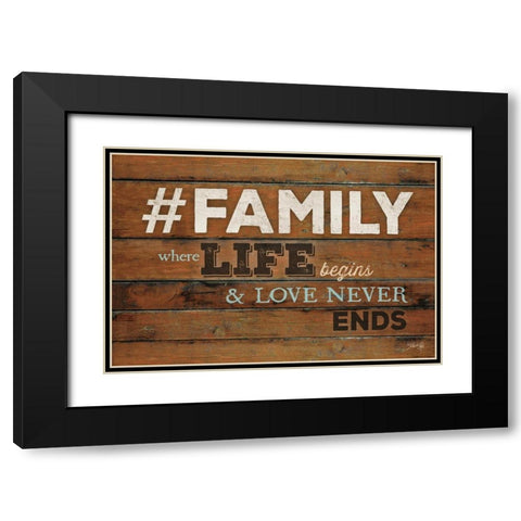 FAMILY - Where Life Begins Black Modern Wood Framed Art Print with Double Matting by Rae, Marla