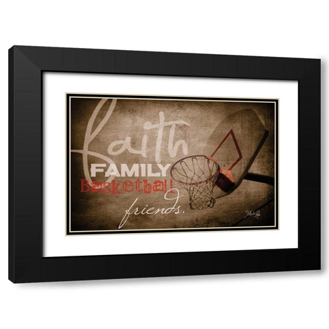 Faith, Family, Basketball Black Modern Wood Framed Art Print with Double Matting by Rae, Marla