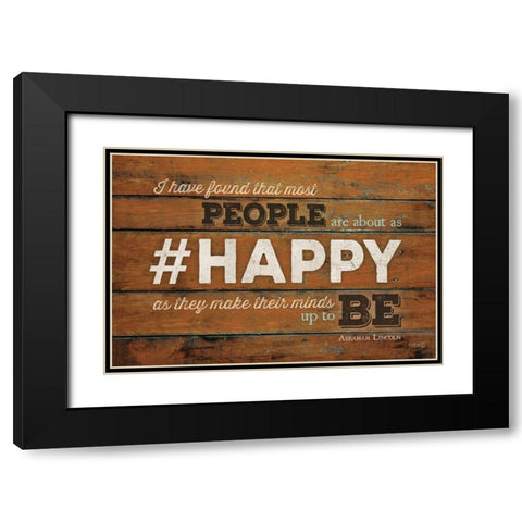 HAPPY Black Modern Wood Framed Art Print with Double Matting by Rae, Marla