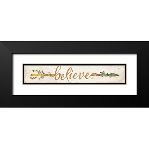 Believe Arrow Black Modern Wood Framed Art Print with Double Matting by Rae, Marla