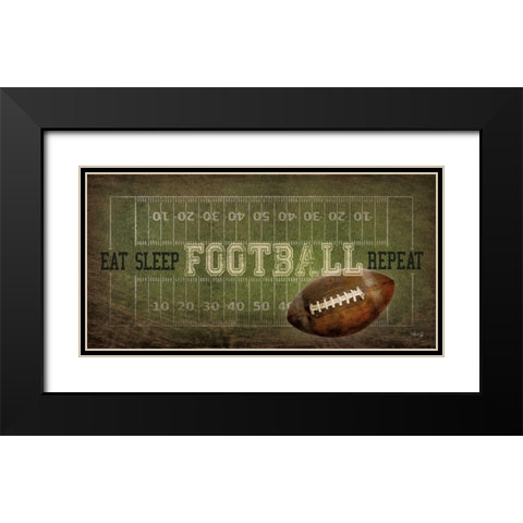 Eat, Sleep, Football, Repeat     Black Modern Wood Framed Art Print with Double Matting by Rae, Marla
