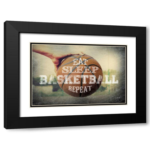 Eat, Sleep, Basketball, Repeat Black Modern Wood Framed Art Print with Double Matting by Rae, Marla