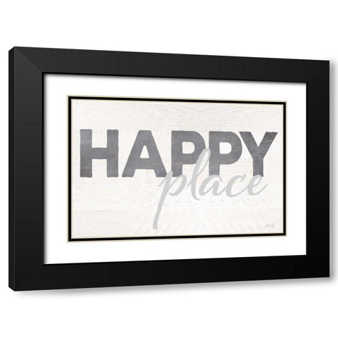 Happy Place Black Modern Wood Framed Art Print with Double Matting by Rae, Marla