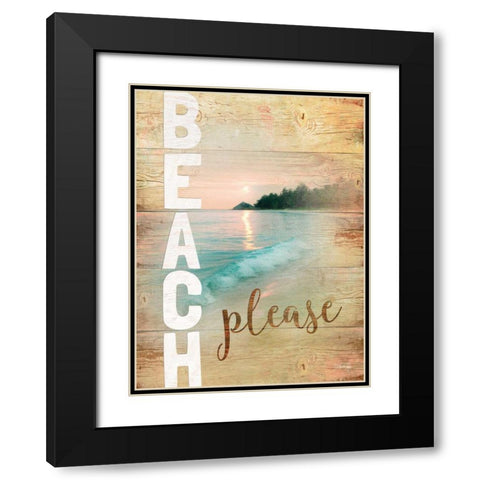 Beach Please Black Modern Wood Framed Art Print with Double Matting by Rae, Marla