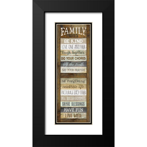 Family Rules Shutter Black Modern Wood Framed Art Print with Double Matting by Rae, Marla