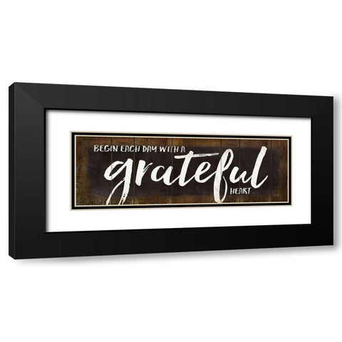 Begin Each Day with a Grateful Heart Black Modern Wood Framed Art Print with Double Matting by Rae, Marla
