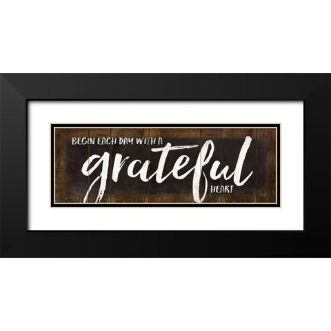 Begin Each Day with a Grateful Heart Black Modern Wood Framed Art Print with Double Matting by Rae, Marla