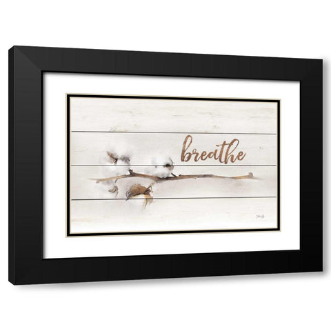 Cotton Stems - Breathe Black Modern Wood Framed Art Print with Double Matting by Rae, Marla