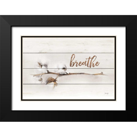 Cotton Stems - Breathe Black Modern Wood Framed Art Print with Double Matting by Rae, Marla