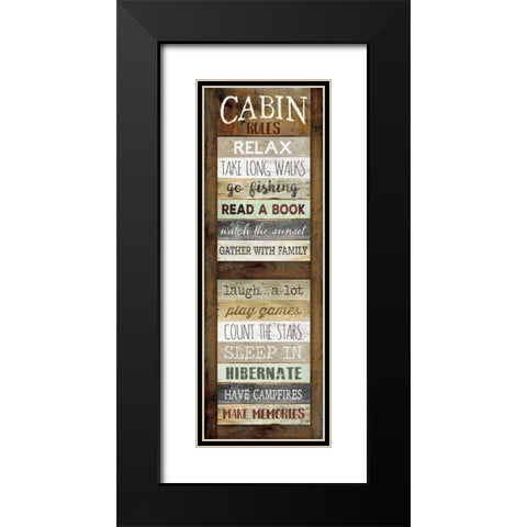 Cabin Rules Black Modern Wood Framed Art Print with Double Matting by Rae, Marla