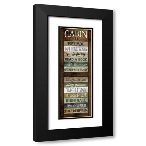 Cabin Rules Black Modern Wood Framed Art Print with Double Matting by Rae, Marla