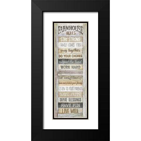 Farmhouse Rules Black Modern Wood Framed Art Print with Double Matting by Rae, Marla