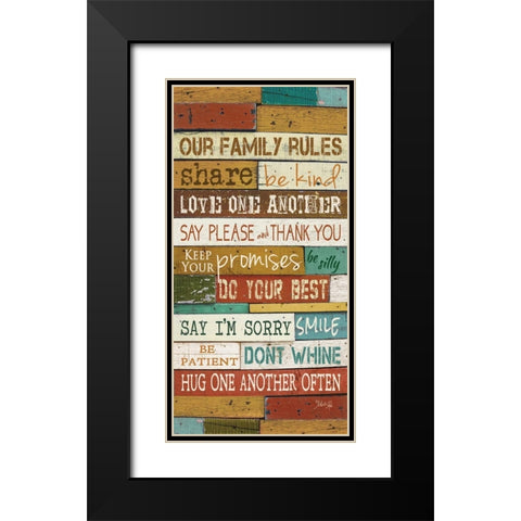 Our Family Rules Black Modern Wood Framed Art Print with Double Matting by Rae, Marla