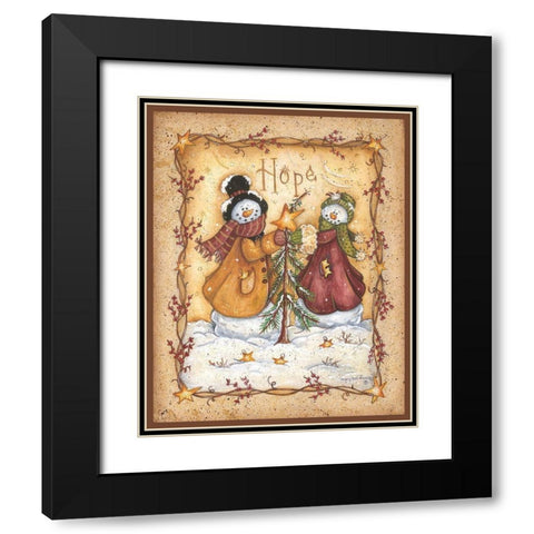 Snow Folk Hope Black Modern Wood Framed Art Print with Double Matting by June, Mary Ann
