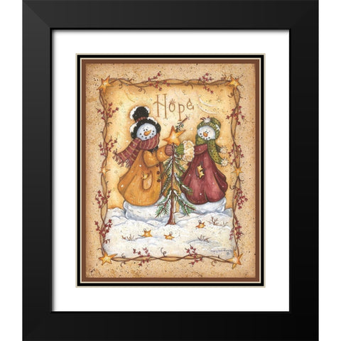 Snow Folk Hope Black Modern Wood Framed Art Print with Double Matting by June, Mary Ann