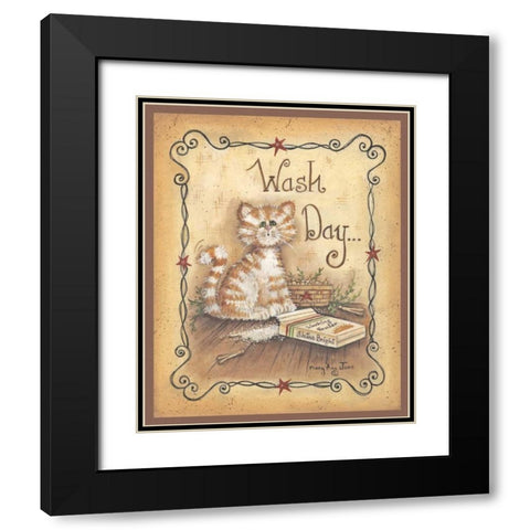 Wash Day Black Modern Wood Framed Art Print with Double Matting by June, Mary Ann