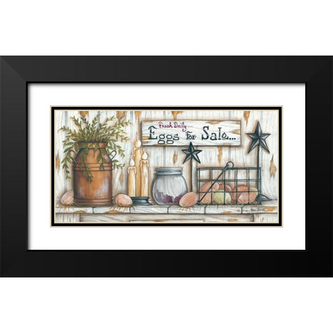 Eggs for Sale Black Modern Wood Framed Art Print with Double Matting by June, Mary Ann