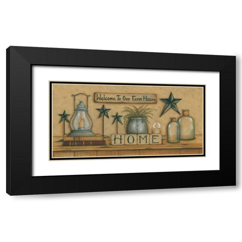 Welcome to Our Farm House Black Modern Wood Framed Art Print with Double Matting by June, Mary Ann