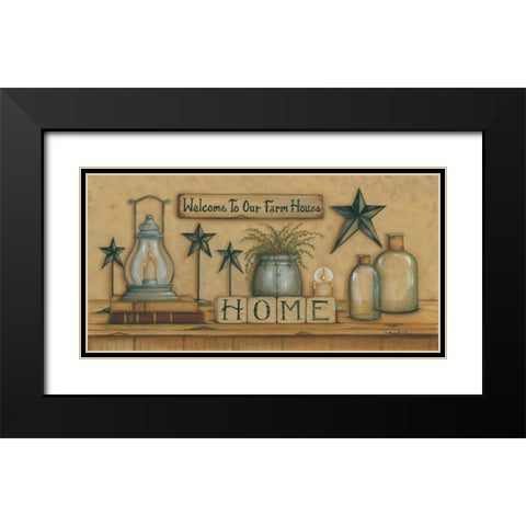 Welcome to Our Farm House Black Modern Wood Framed Art Print with Double Matting by June, Mary Ann