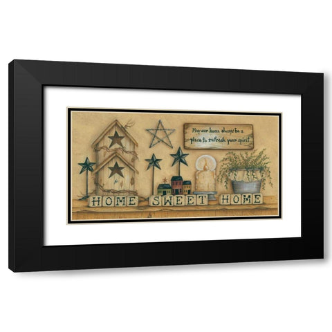 Home Sweet Home Black Modern Wood Framed Art Print with Double Matting by June, Mary Ann