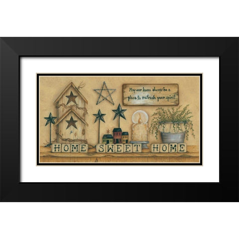Home Sweet Home Black Modern Wood Framed Art Print with Double Matting by June, Mary Ann