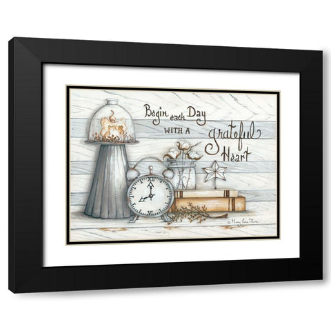 Grateful Heart Black Modern Wood Framed Art Print with Double Matting by June, Mary Ann