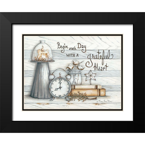 Grateful Heart Black Modern Wood Framed Art Print with Double Matting by June, Mary Ann
