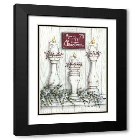 Merry Christmas Black Modern Wood Framed Art Print with Double Matting by June, Mary Ann