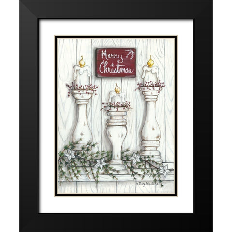 Merry Christmas Black Modern Wood Framed Art Print with Double Matting by June, Mary Ann