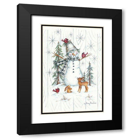Winter Friends Black Modern Wood Framed Art Print with Double Matting by June, Mary Ann