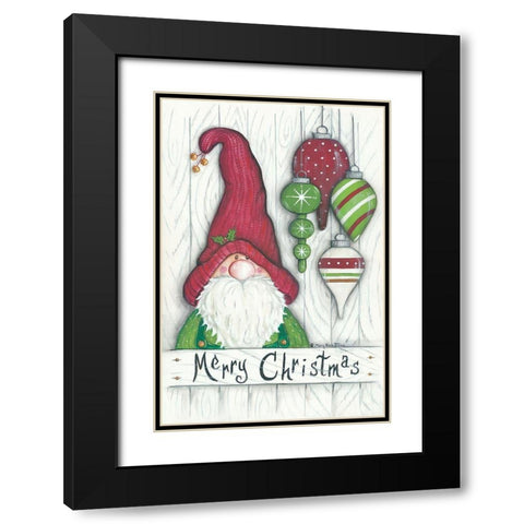 Christmas Gnome Black Modern Wood Framed Art Print with Double Matting by June, Mary Ann