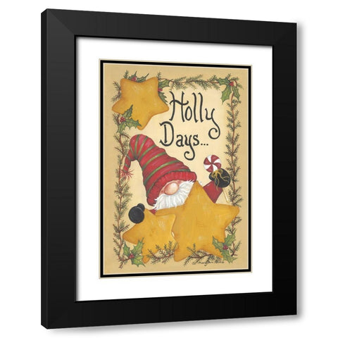 Holly Days Black Modern Wood Framed Art Print with Double Matting by June, Mary Ann