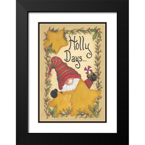 Holly Days Black Modern Wood Framed Art Print with Double Matting by June, Mary Ann