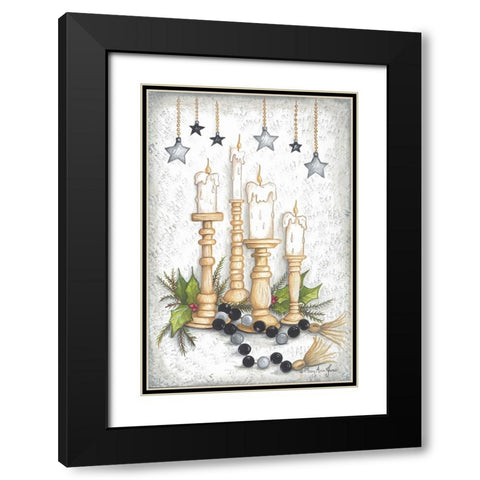 Candlelit Christmas Black Modern Wood Framed Art Print with Double Matting by June, Mary Ann