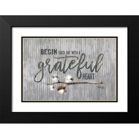 Grateful Heart Black Modern Wood Framed Art Print with Double Matting by Rae, Marla