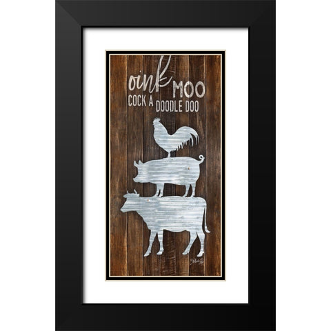 Metal Farm Animal Stack Black Modern Wood Framed Art Print with Double Matting by Rae, Marla