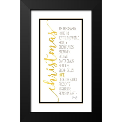 Christmas Sentiments Black Modern Wood Framed Art Print with Double Matting by Rae, Marla