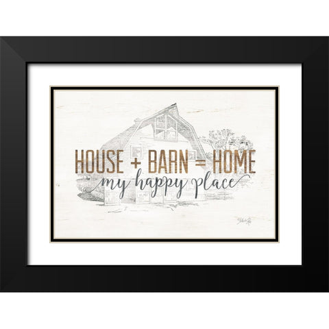 House + Barn = Home Black Modern Wood Framed Art Print with Double Matting by Rae, Marla