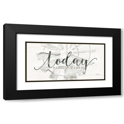 Good Day Windmill Black Modern Wood Framed Art Print with Double Matting by Rae, Marla