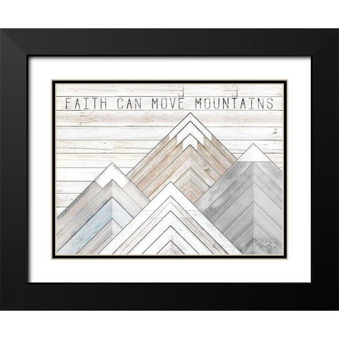Faith Can Move Mountains Black Modern Wood Framed Art Print with Double Matting by Rae, Marla