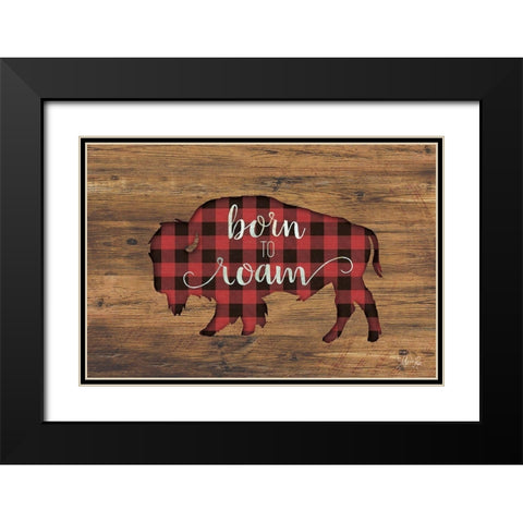 Born to Roam Bison Black Modern Wood Framed Art Print with Double Matting by Rae, Marla