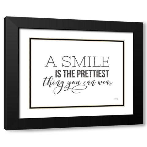 A Smile is the Prettiest Thing You Can Wear Black Modern Wood Framed Art Print with Double Matting by Rae, Maria