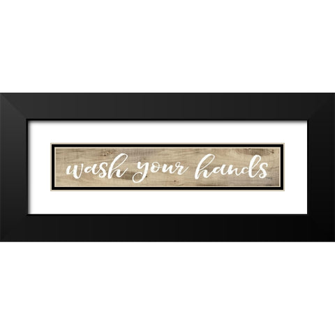 Wash Your Hands Black Modern Wood Framed Art Print with Double Matting by Rae, Marla