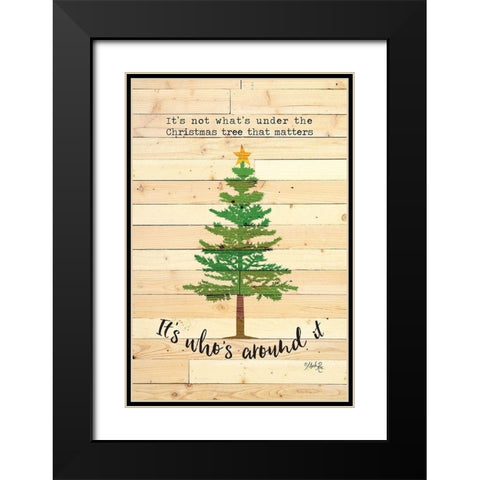 Under the Christmas Tree Black Modern Wood Framed Art Print with Double Matting by Rae, Marla